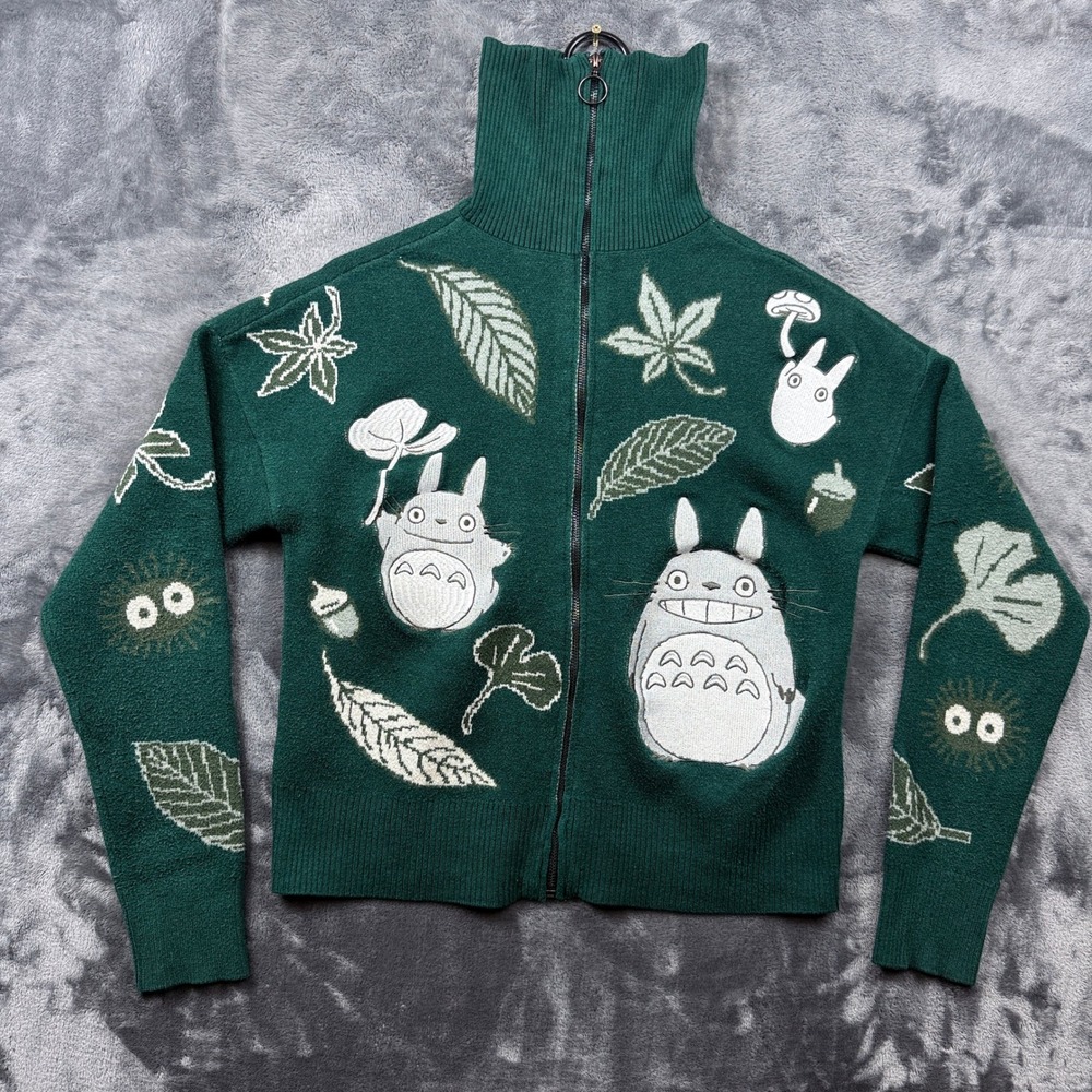 Her Universe Totoro Zip Sweater Womens SM Green Studio Ghibli Knit Cardigan